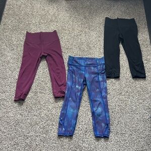 All in Motion Kids Leggings Set - Black, Burgandy, Blue Pattern